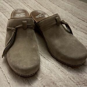 Dansko Brown Suede Slip-On Clog with Tassel Accent